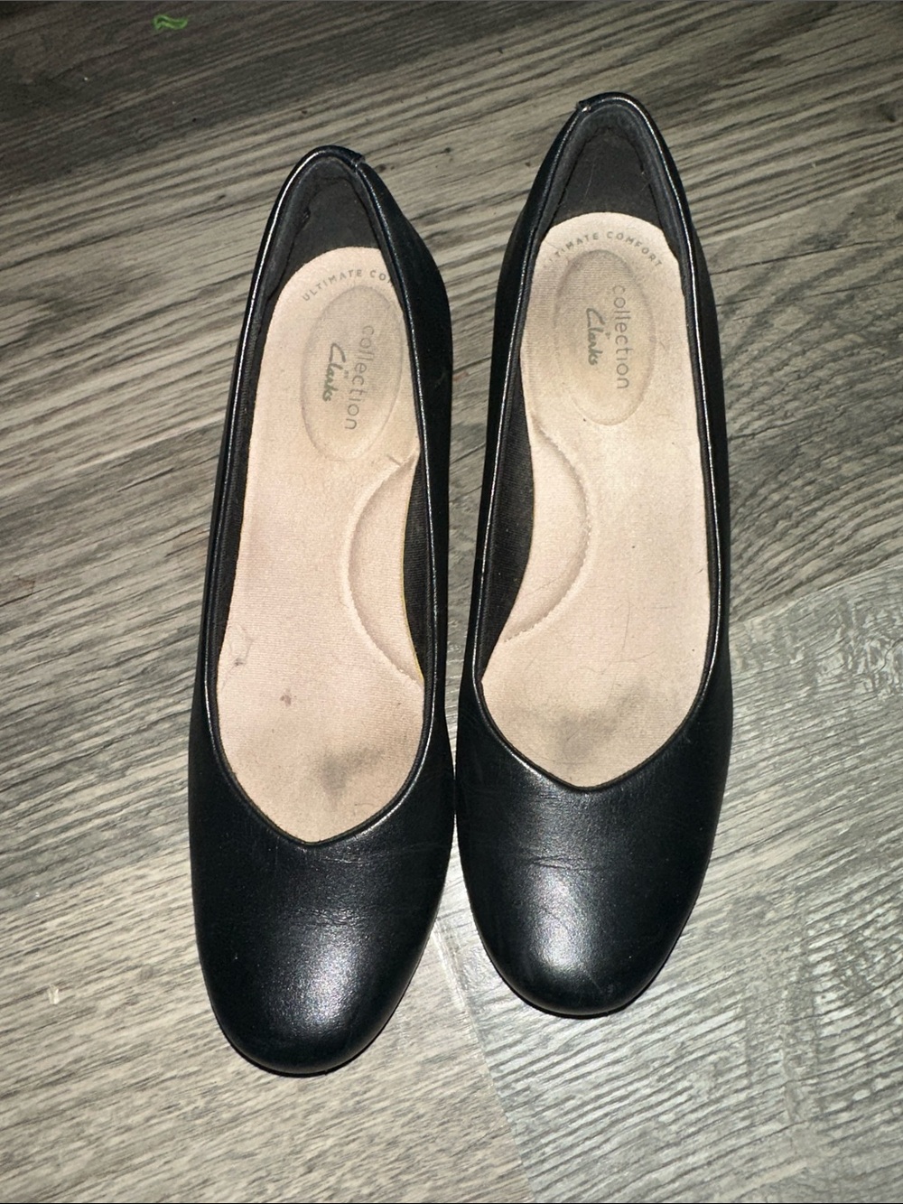 Clarks collection‎ Flores Tulip Wedge Pump Black Leather womens size 8